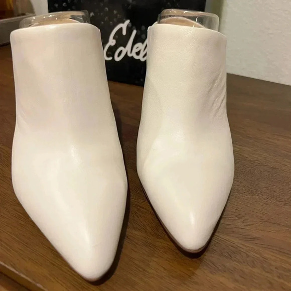 SAM EDELMAN EUC Nappa Leather White Oran Pointed Heeled Mules 8.5 - Picture 4 of 10